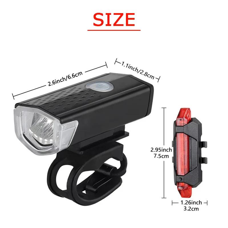 Ensemble d'éclairage LED pour vélo aste par USB, lampe de poche avant et arrière, lampe de sauna, lu