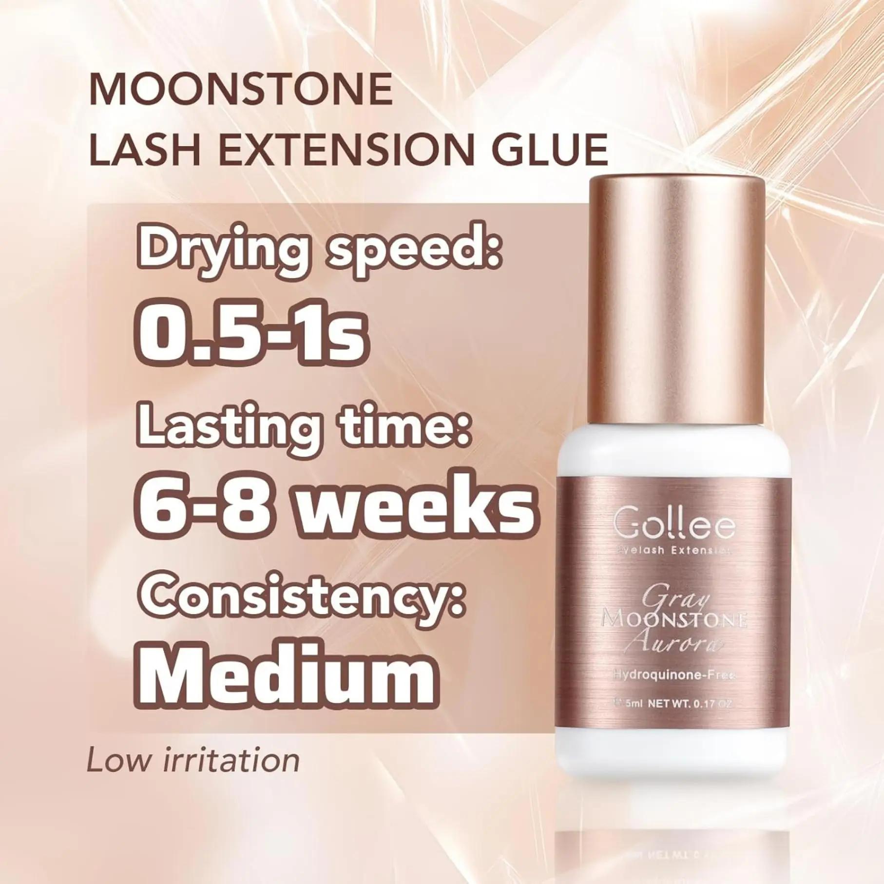GOLLEE – colle pour extensions de cils grise, 0.5-1 secondes, séchage rapide, rétention, 6-8 semaine