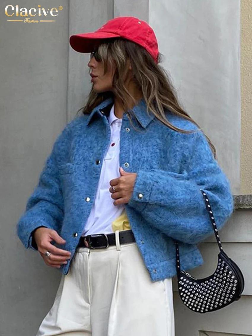ClacMarkets-Veste à revers à manches longues pour femmes, haut de poche classique élégant, vêtements