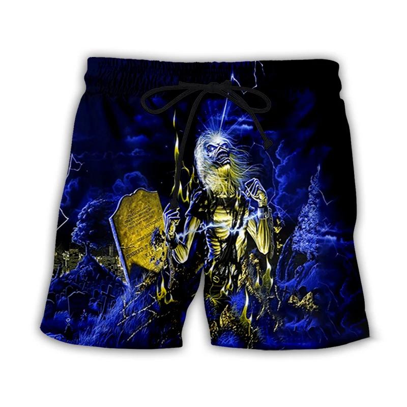 Nouvelle mode impression 3D gothique Vintage horreur crâne été plage Shorts Streetwear hommes séchag