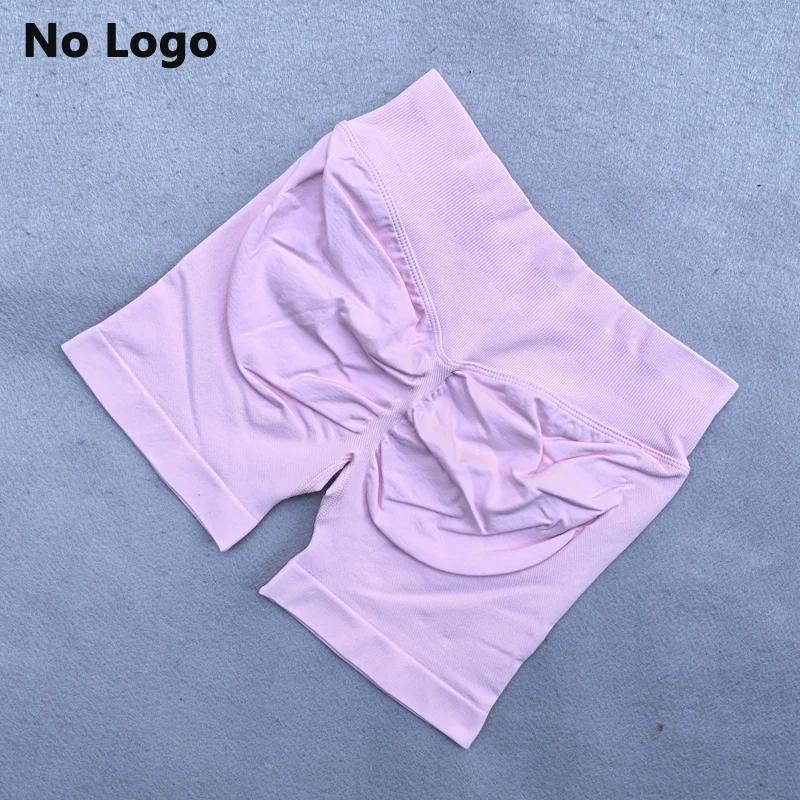 Short de Yoga Sexy sans Logo, dos en V, bande de taille basse côtelée, sans couture, froissé, pour e