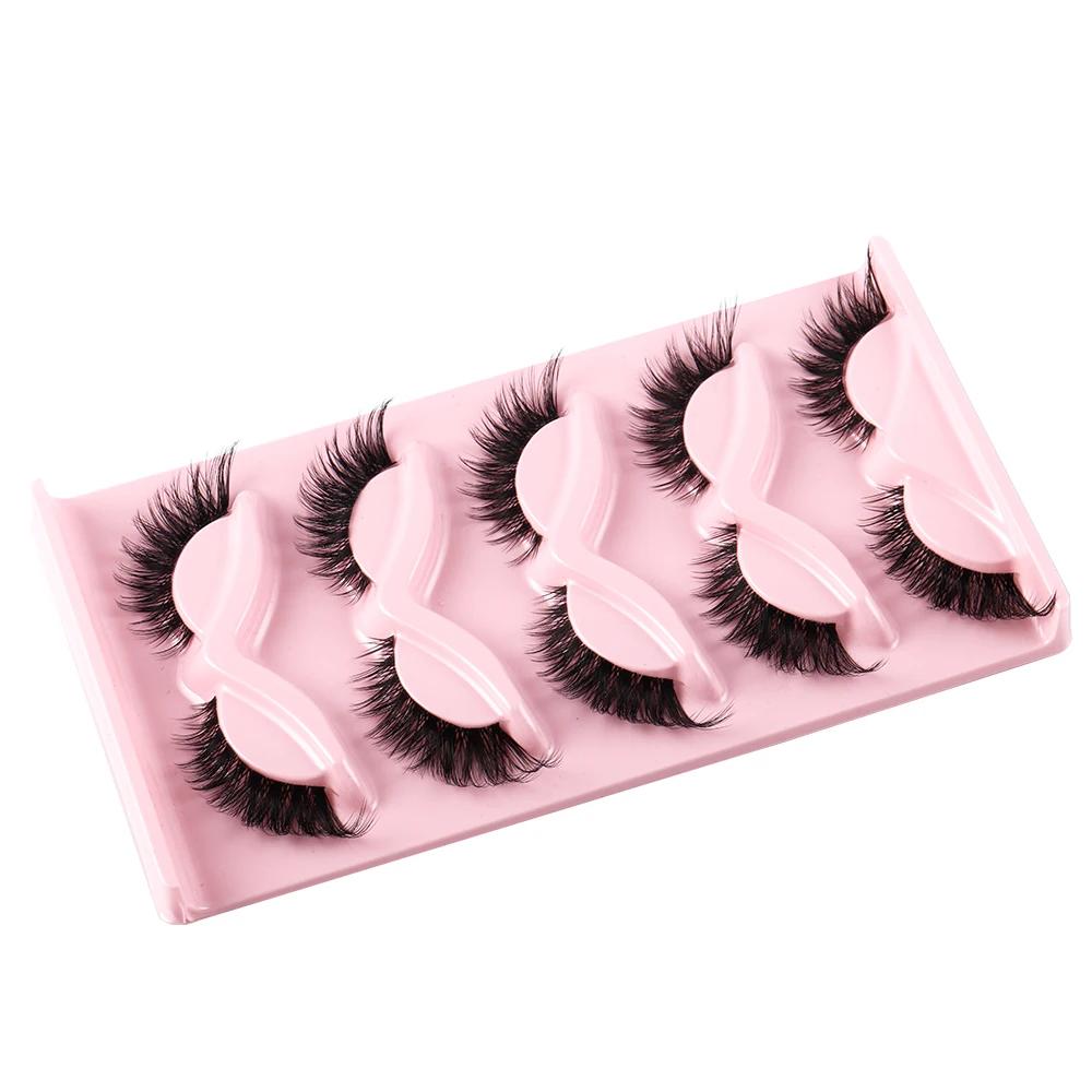 5 paires de cils yeux de chat Faux cils de vison naturel longs cils Manga extrémité ailée cils allon