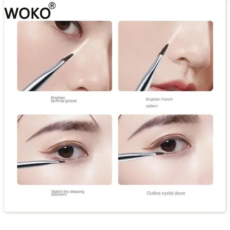 Brosse Eyeliner à lame améliorée, brosse à sourcils plate Ultra fine à Angle fin sous les yeux, bros