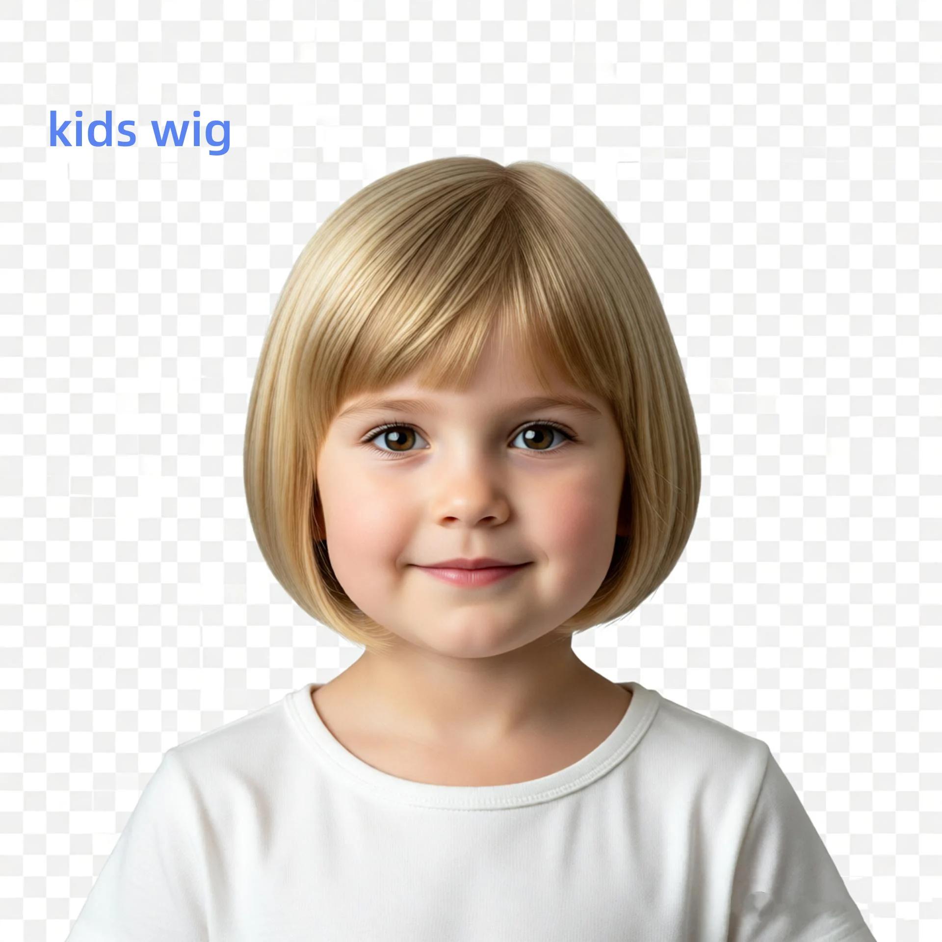 Perruque beige pour petite fille, coiffe dorée pour enfants, élastique, coiffure blonde pour enfants