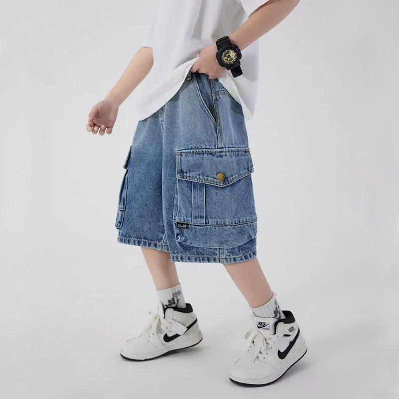 UNITIM – short d'été en coton pour garçons, avec imprimé lettres, short en jean élégant pour enfants