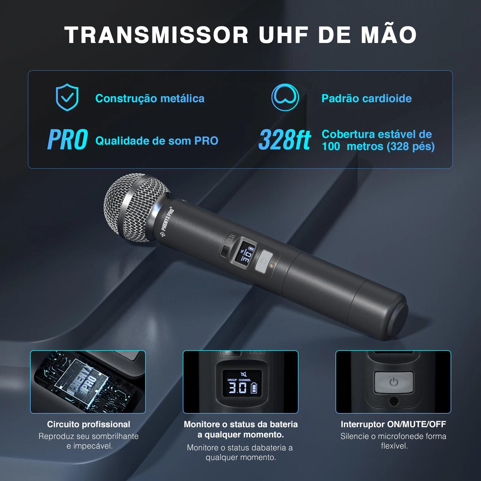 Phenyx-Système de microphone sans fil UHF pour touristes, professionnel, réglable, robuste, construc