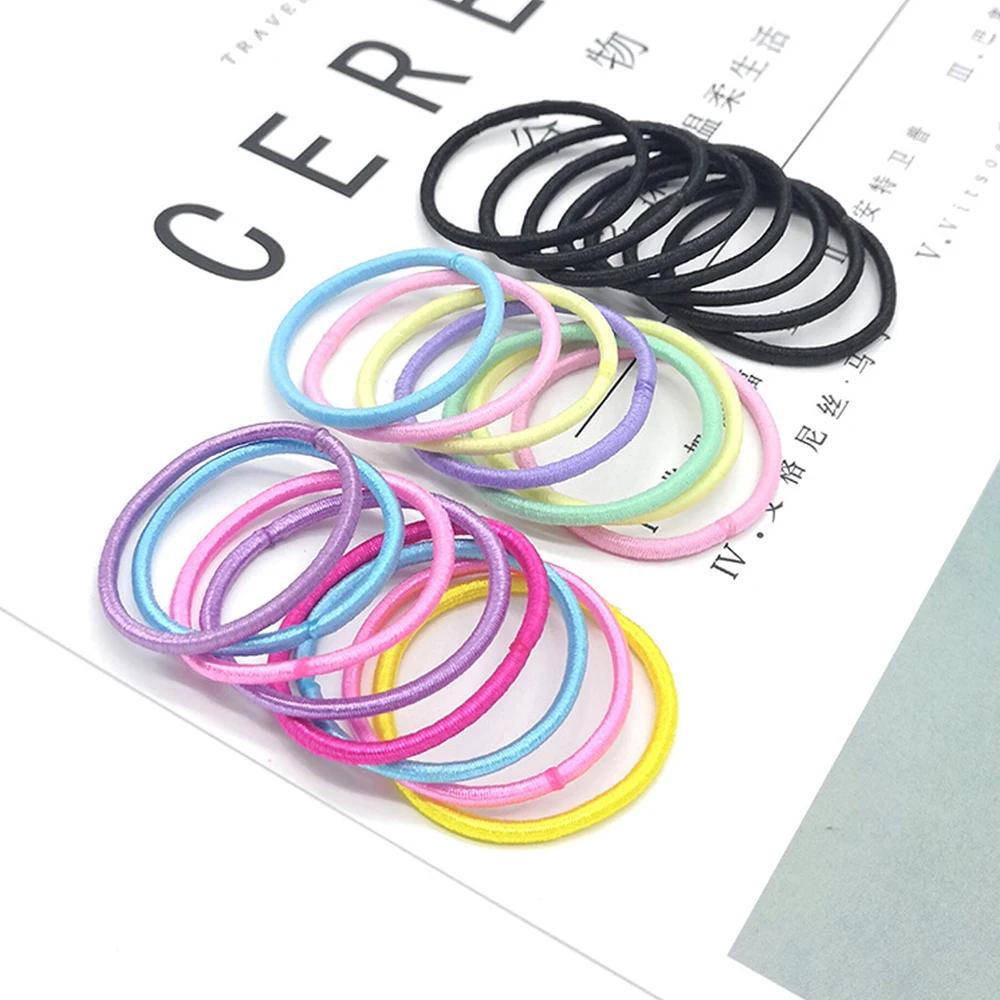 200 pièces enfants élastique élastique filles bandes de cheveux enfants couleur bonbon élastique pou