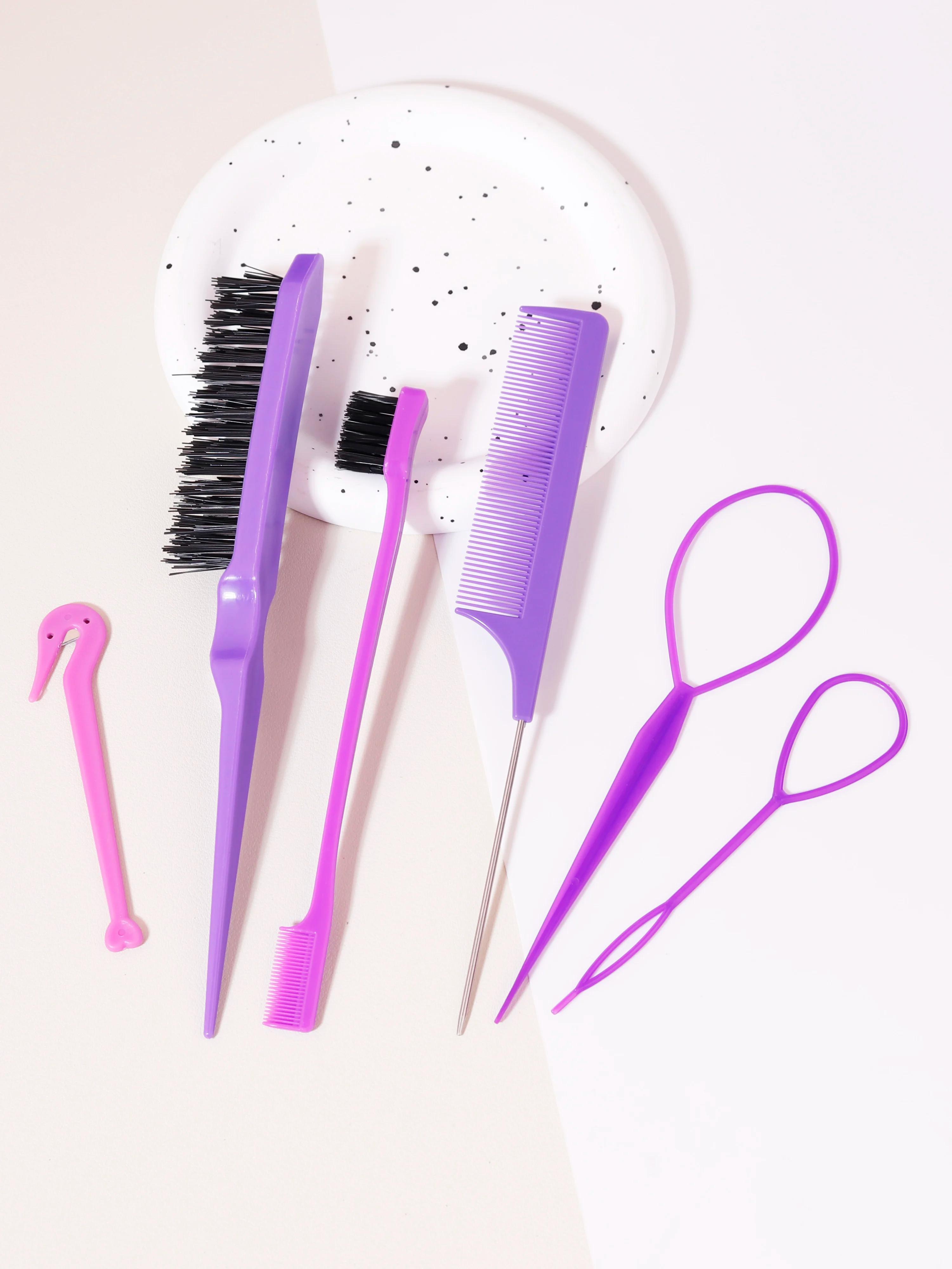 Ensemble de Peignes de Coiffure, Brosse à Queue Jolie tue, Outil de Tissage, Anneau, Coupe-artificie