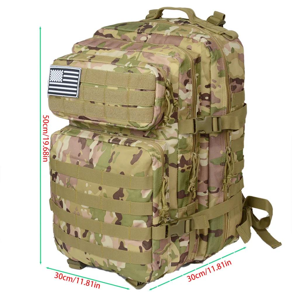 Sac à dos tactique de randonnée, de sport et de camping camouflage, grande capacité 50 litres 900D,