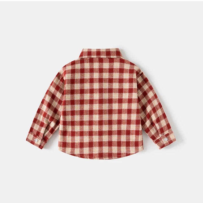 Printemps automne enfants Plaid à manches longues chemise Style coréen garçons filles ample surdimen