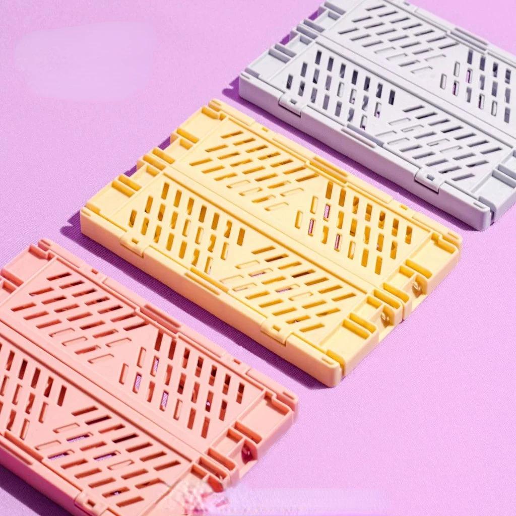 Caisse de rangement pliable en plastique, panier pliable, empilable, mignon, maquillage, bijoux, jou
