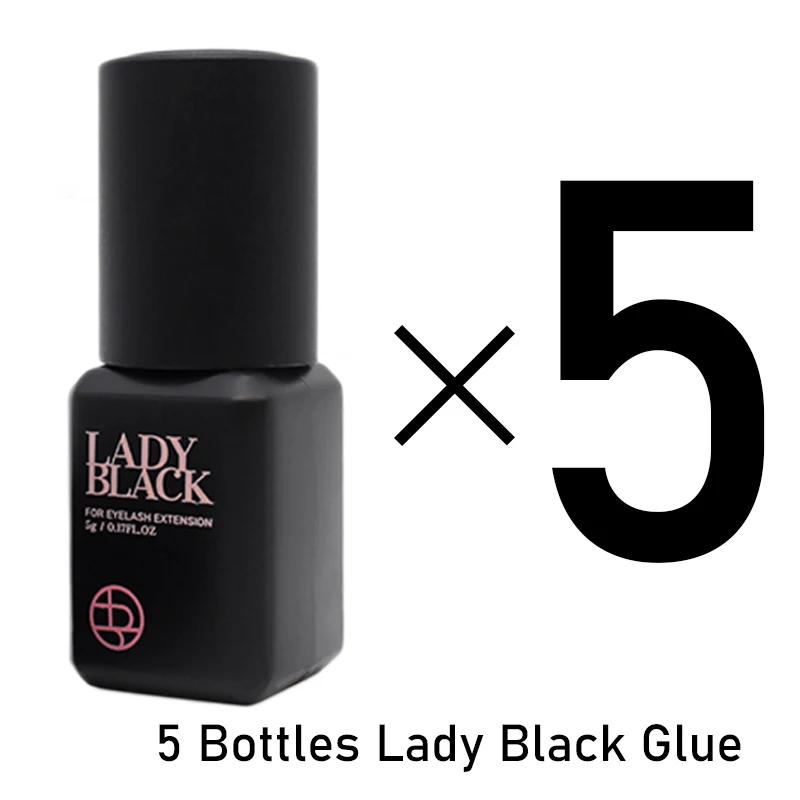 Colle à cils noirs pour femmes, 5 bouteilles, séchage coréen, plus rapide, Extensions de faux-cils, 