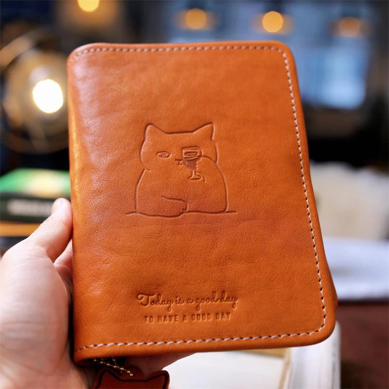 Spot 2025 couche de tête en peau de vache dessin animé chat manuel à feuilles mobiles m5A7 cahier mu