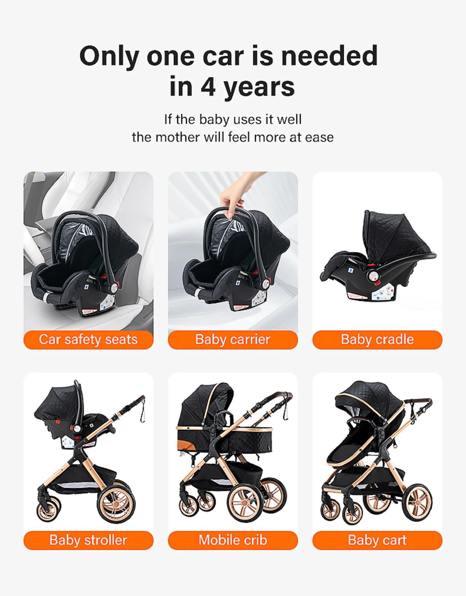 Système de poussette 3 en 1 pour bébé, poussette légère pour nouveau-nés, pliable compacte, poussett