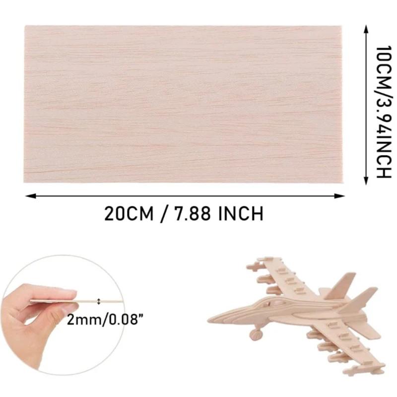 Feuilles de bois de Balsa, 5/10 pièces, 100/200/300mm de Long, 100mm de large, 1-8mm d'épaisseur, po