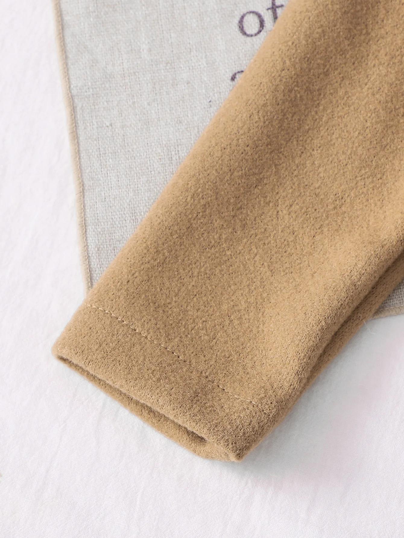 Ensemble robe en peluche à imprimé léopard + manteau court à revers pour bébé fille, ensemble deux p