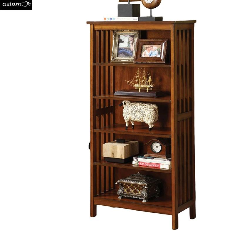 Étagère de XXL finition chêne antique, rangement en bois massif, nettoyage, 5 étagères, armoire ouve