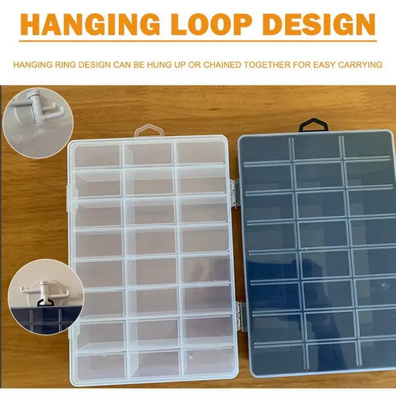 Boîte de rangement en plastique à 24 grilles, boîte de rangement pour bijoux, boucles d'oreilles, co