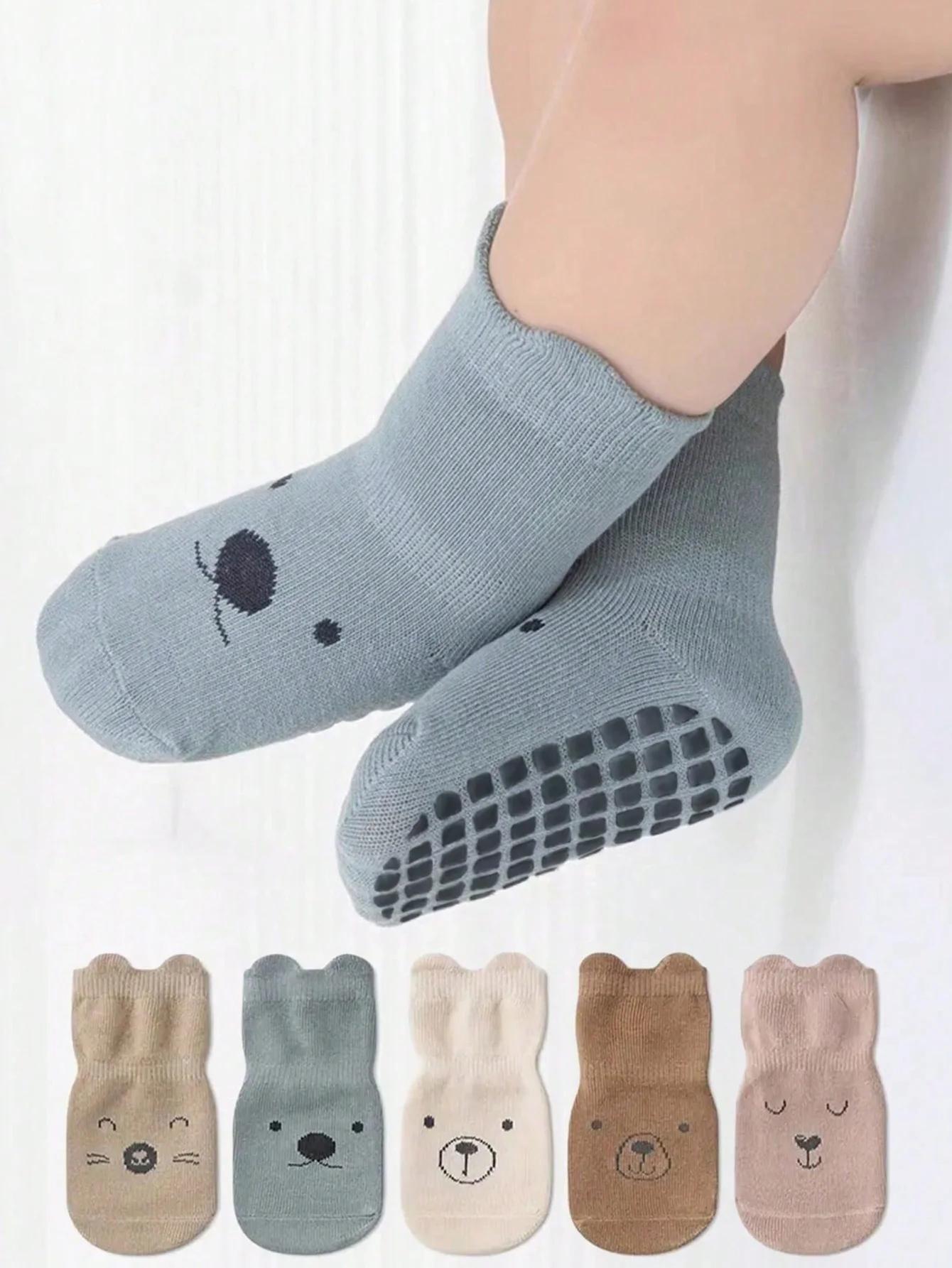 5 paires de chaussettes de sol pour bébé, toutes saisons, antidérapantes, pour enfants en bas âge, f