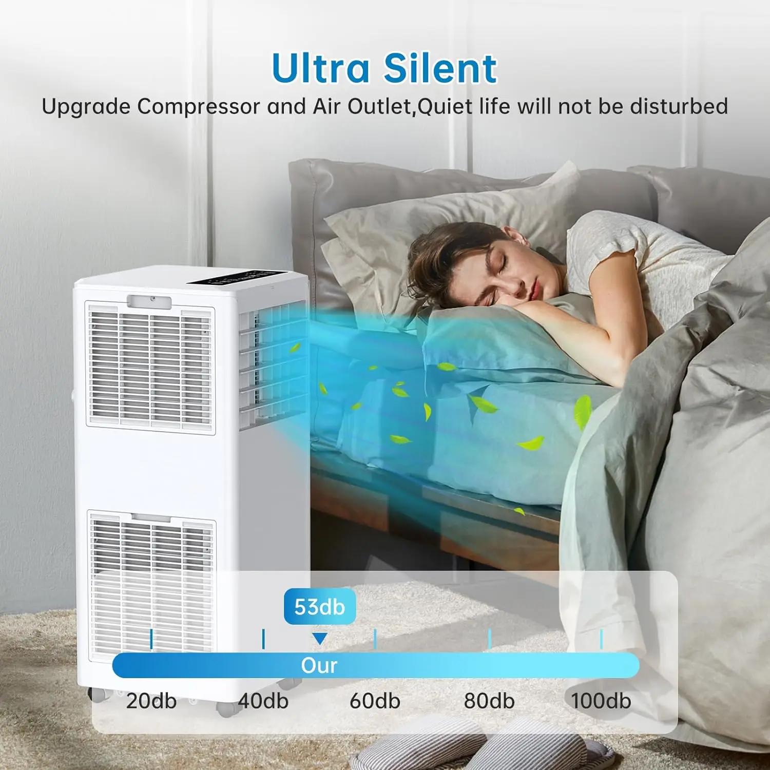 Climatiseurs portables 8000 BTU avec déshumidificateur, ventilateur, télécommande, minuterie 24 heur