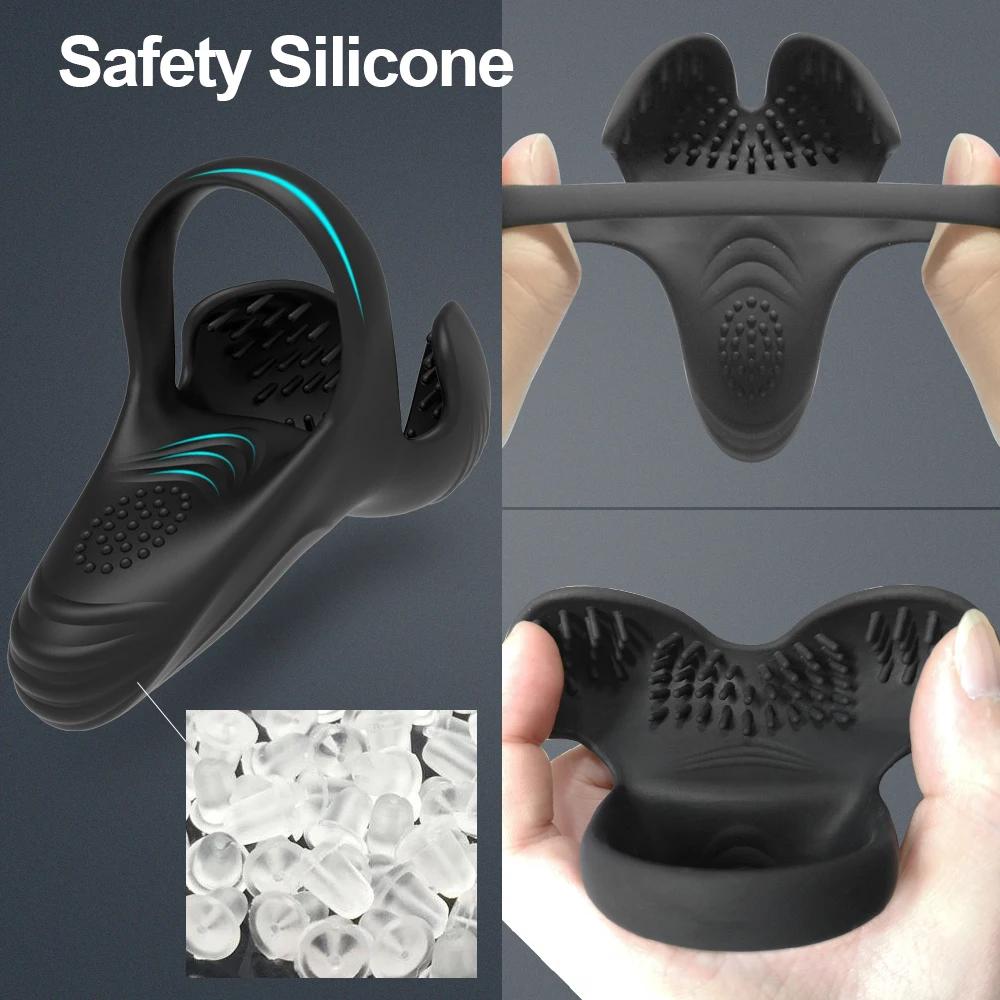 Vibromasseur 3 en 1 en silicone pour hommes, jouets sexuels, anneaux péniens, stimulateur de scrotum