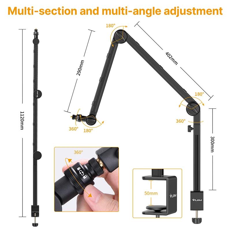 VIJIM LS24 support de bras de flèche de Microphone de bureau étendre 1/4 ''3/8'' 5/8 ''vis 90 °   Su