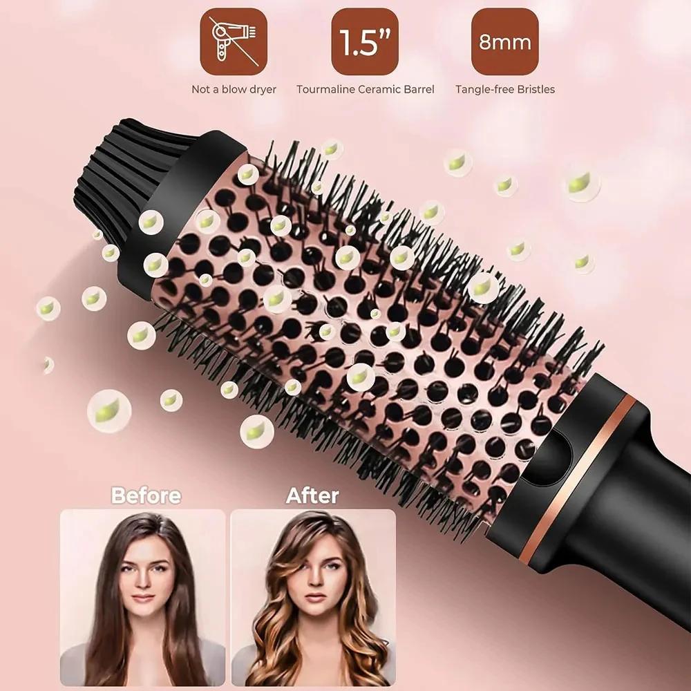 Fer à lisser ionique 3 en 1, fer à friser professionnel, brosse de coiffure chauffante, brosse therm