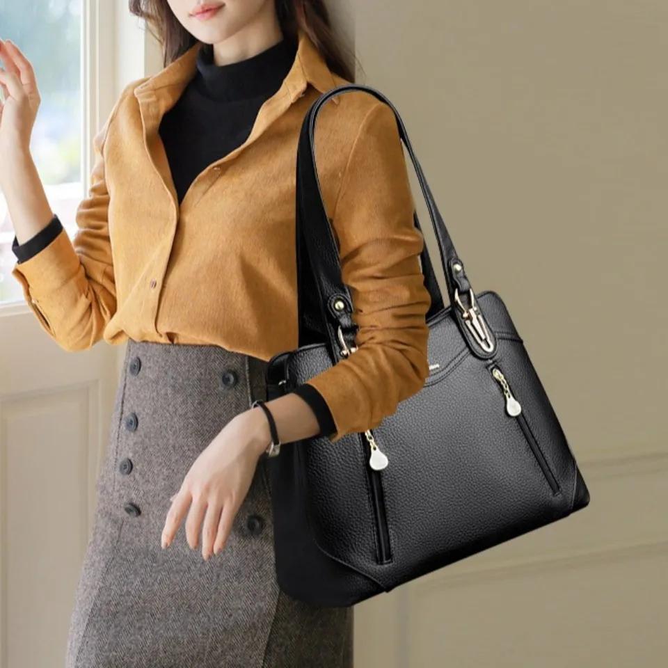 Véritable marque écorce modèle en cuir fourre-tout décontracté A4 grands sacs à main de luxe femmes 