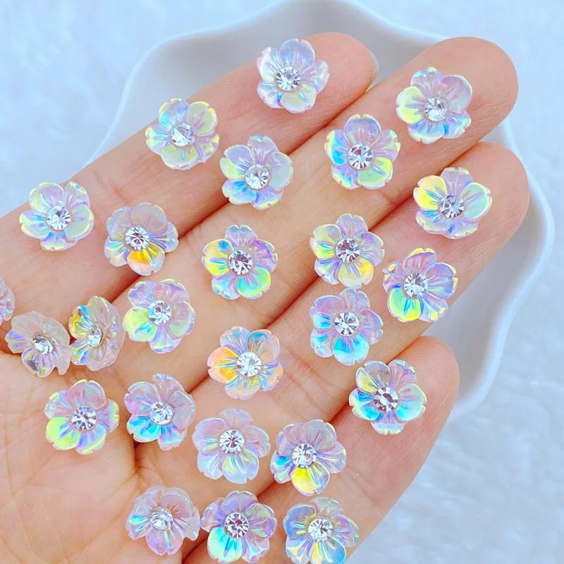 30 pièces nouveau mignon Mini brillant diamant fleur ongles strass gemmes paillettes Nail Art bijoux