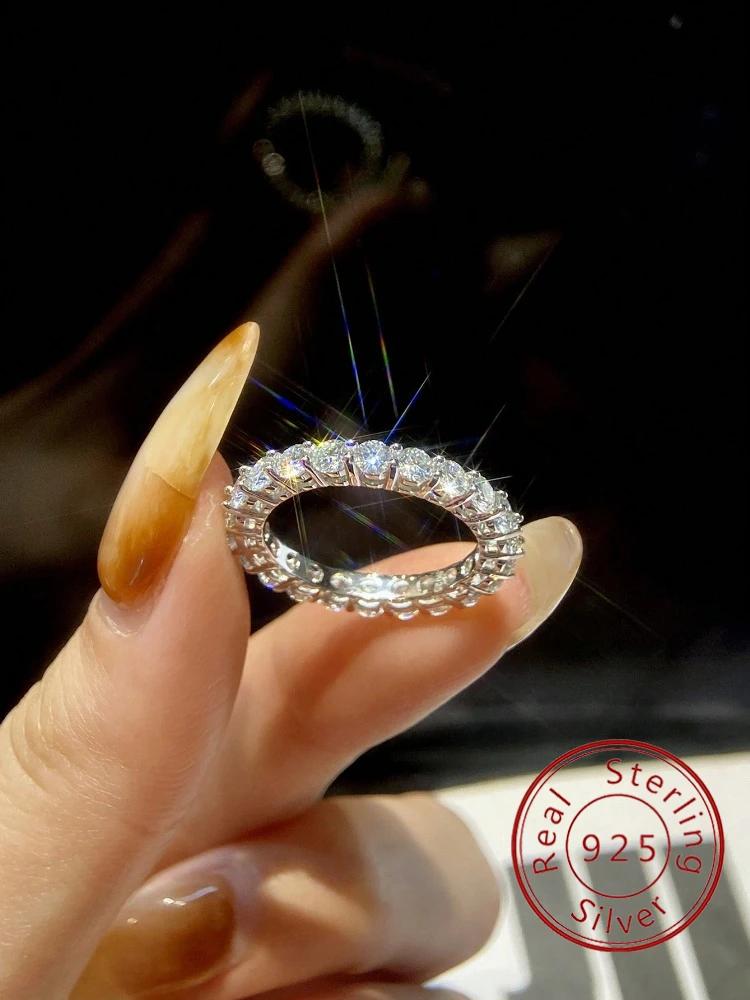 Bague classique en argent Sterling 925 pour femmes, bague simple en Zircon à une rangée, fiançailles