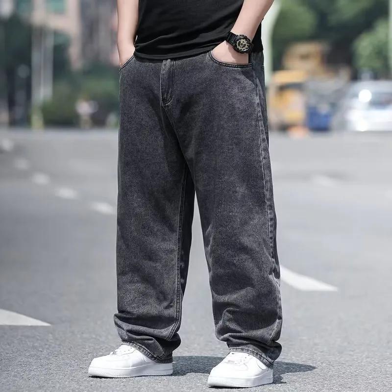 Jean surdimensionné pour homme, pantalon en Denim, grande taille, Baggy Y2k, Cargo noir, jambes larg