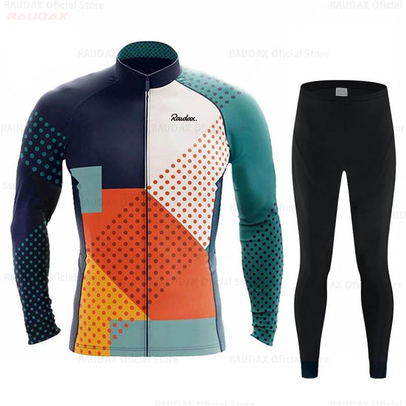 Raudax – Maillot de cyclisme respirant à manches longues, ensemble de vêtements de vélo de montagne,
