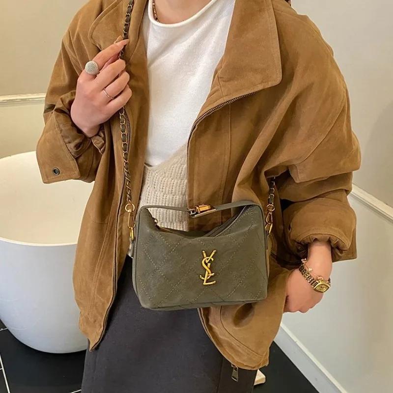 Nouveau sac à chaîne matelassé brodé pour femme, mini sac carré élégant à poignée supérieure, sac à 