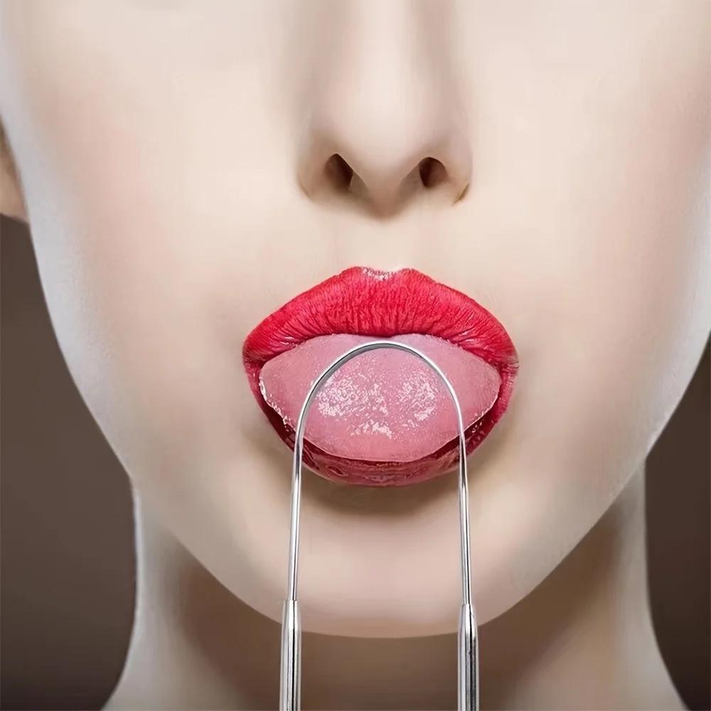 Grattoir de nettoyage de langue en acier inoxydable, 1/2/6 pièces, réutilisable, revêtement de langu