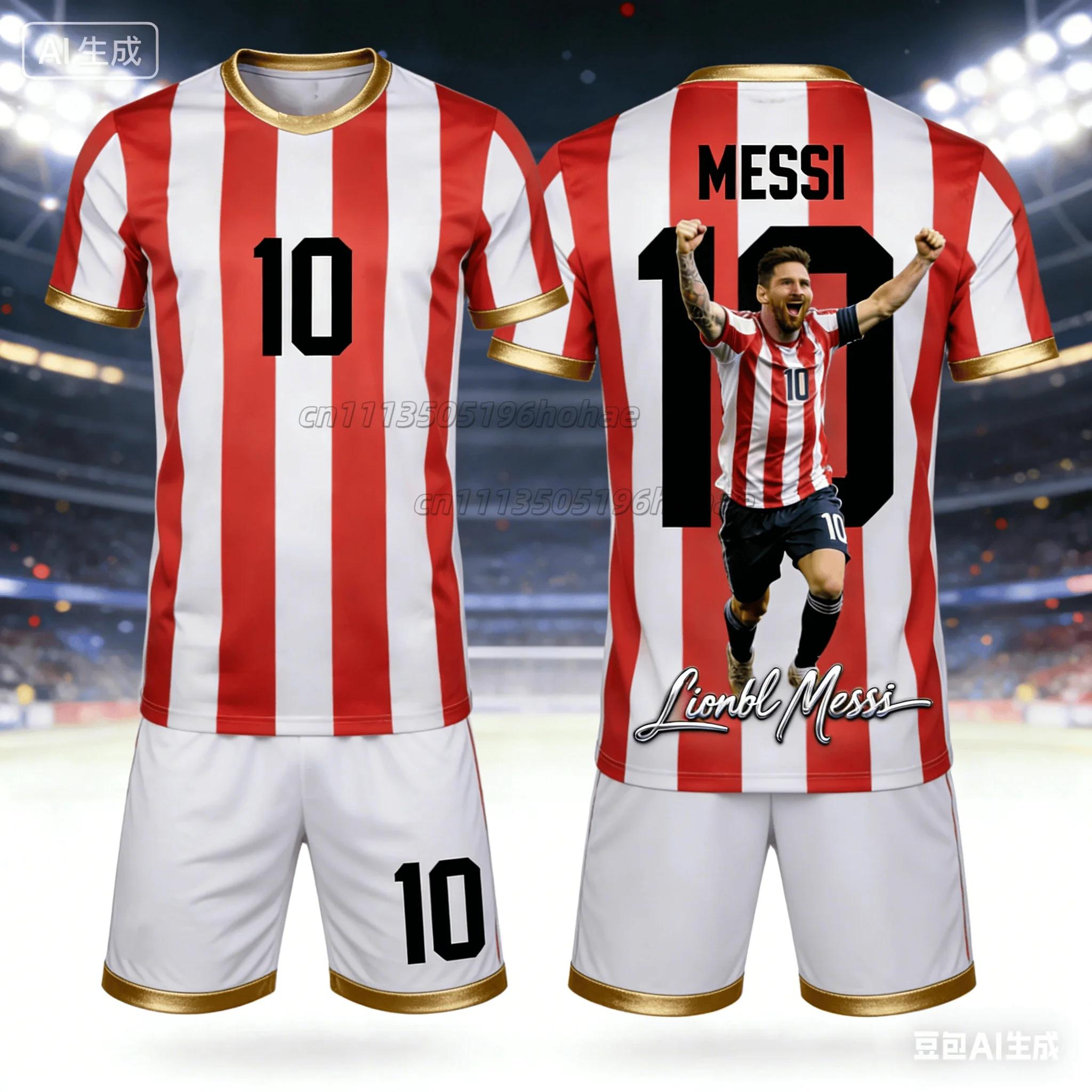 Été #   Messi N°10 #   Ensemble T-shirt et short commémoratifs pour hommes et femmes, ensemble ample