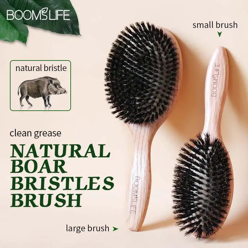 BOOMSLIFE brosse à cheveux en poils de sanglier femmes peignes pour cheveux brosse à cheveux en bois
