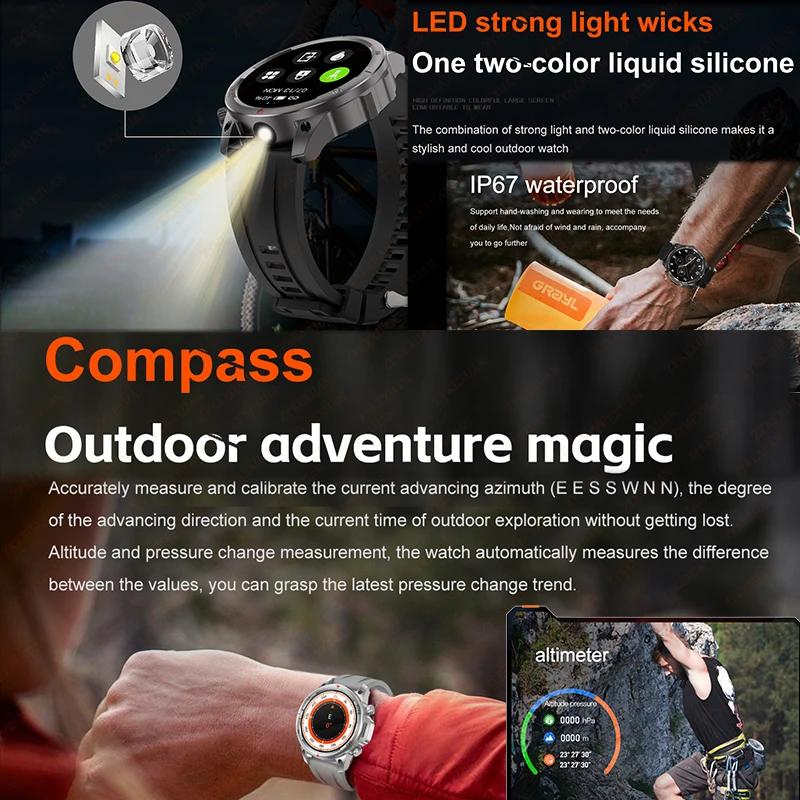 2026 nouveau t-rex 3 Ultra Sports de plein air GPS montre intelligente hommes lampe de poche boussol