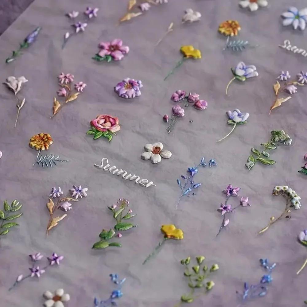 Autocollants pour ongles en forme de fleur, 1 pièce, feuille florale d'été, plante, décalcomanies co