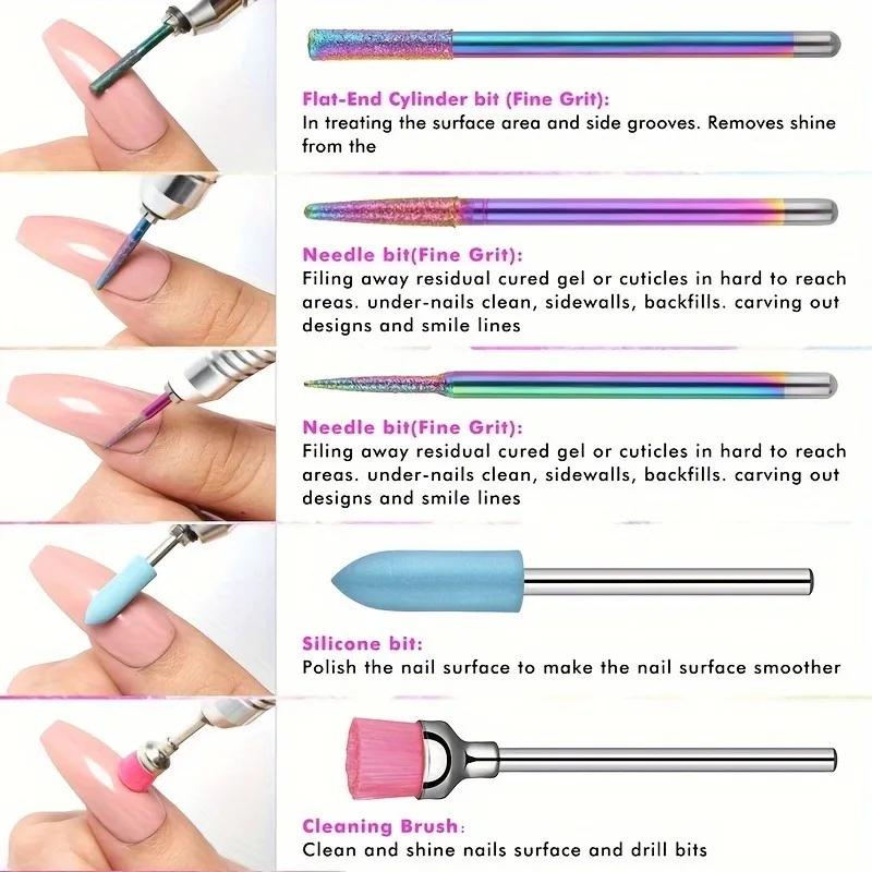 Jeu de forets à ongles professionnels en céramique, lime à ongles électrique pour manucure, pour ong