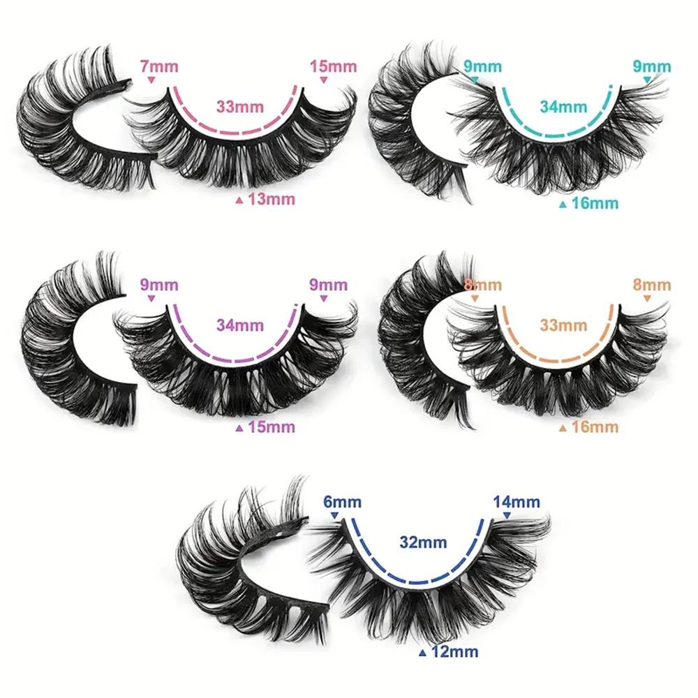 20 paires de faux cils 3D à volume dramatique pour extensions et maquillage de cils d'apparence natu