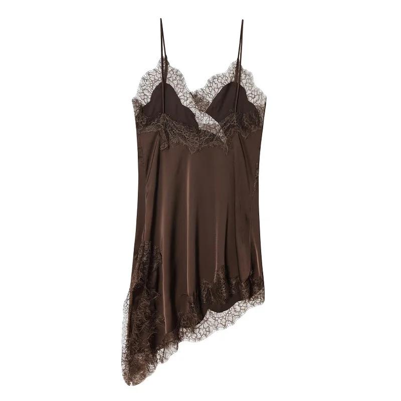 MUJER dentelle Slip Mini robe femmes Satin dos nu robe d'été femme asymétrique fête femmes robe Sexy
