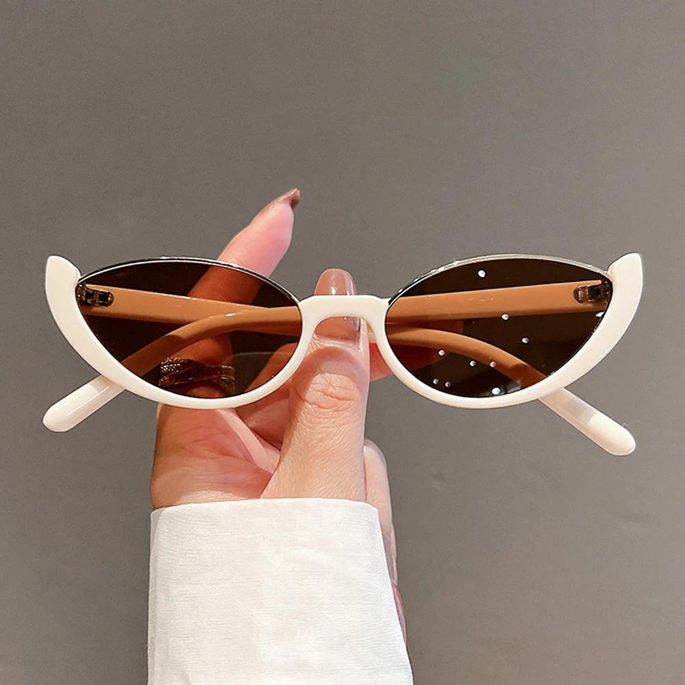 Petites lunettes de soleil yeux de chat pour hommes et femmes, Vintage, à la mode, cyclisme, demi-mo