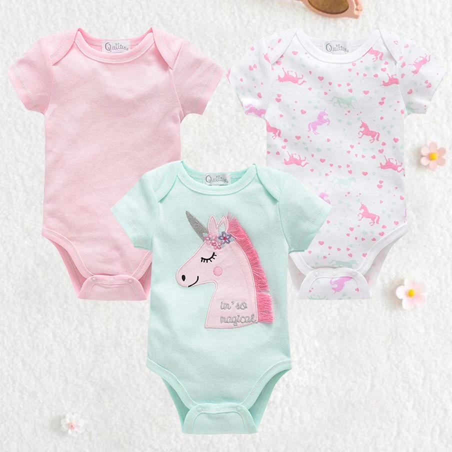 Ensemble de 3 pièces pour bébés filles nouveau-nés, combinaison licorne pour bébés filles, vêtements