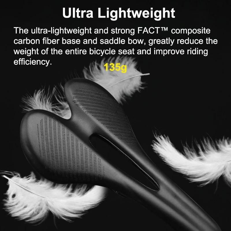 Selle de vélo ultralégère en fibre de carbone T800, siège confortable en cuir, coussins de course de
