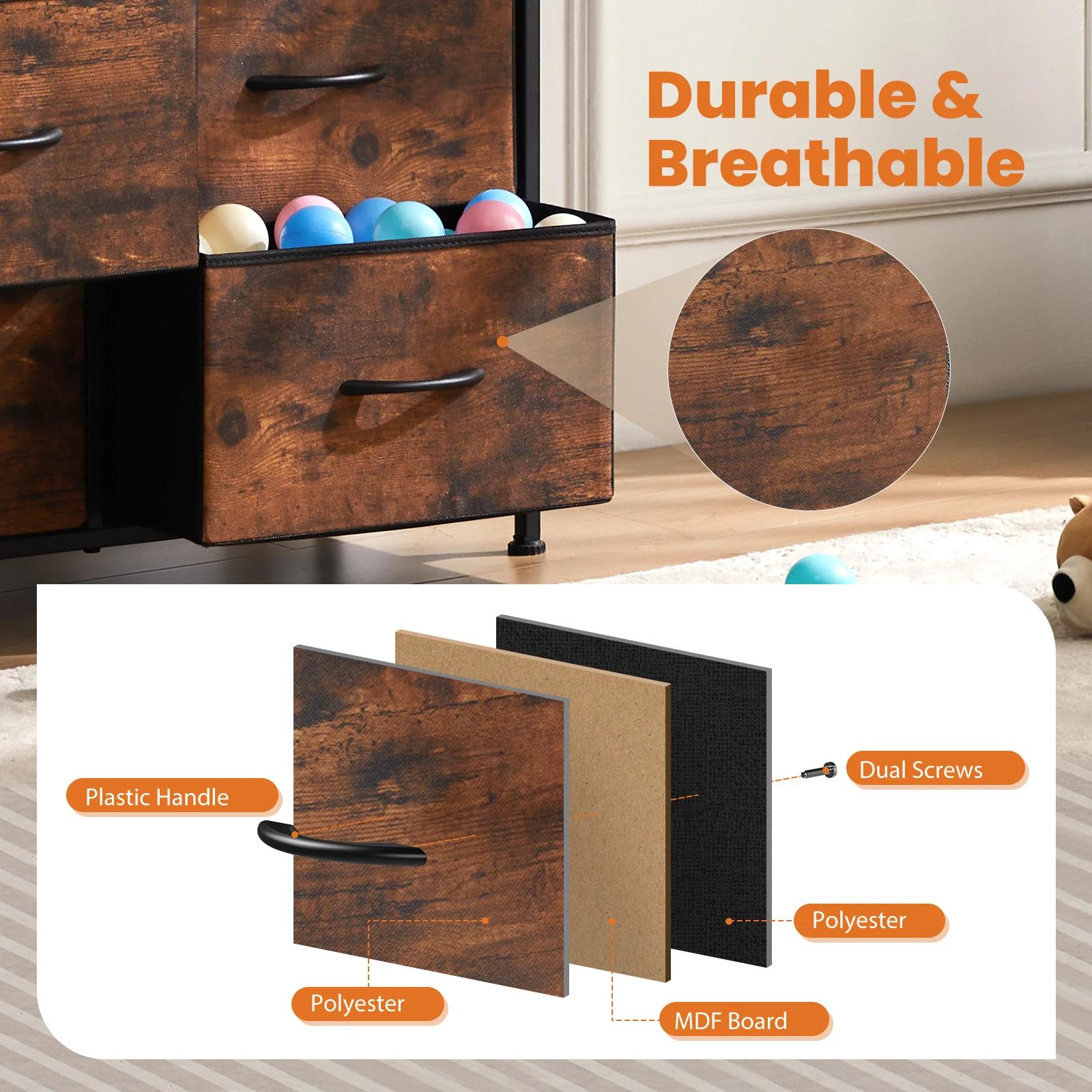 JHK commode pour chambre à coucher avec 9 tiroirs de rangement en tissu armoire grande poitrine orga