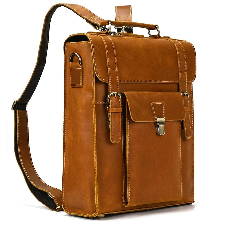 Sac à dos en cuir de cheval Elin pour hommes et femmes, sac d'école de créateur de luxe, mode vintag