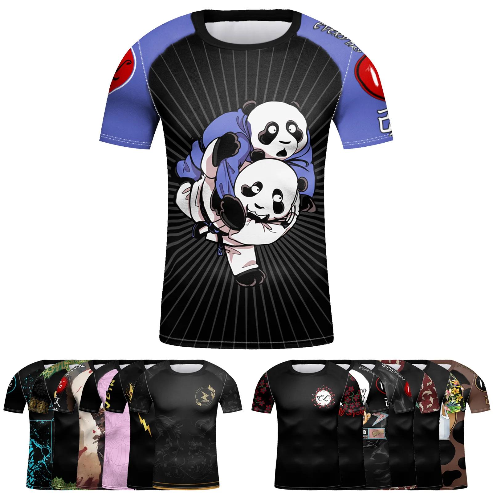 T-shirt de sport MMA BJJ Muay Thai pour enfants, manches courtes, jiu jitsu de boxe, séchage rapide,