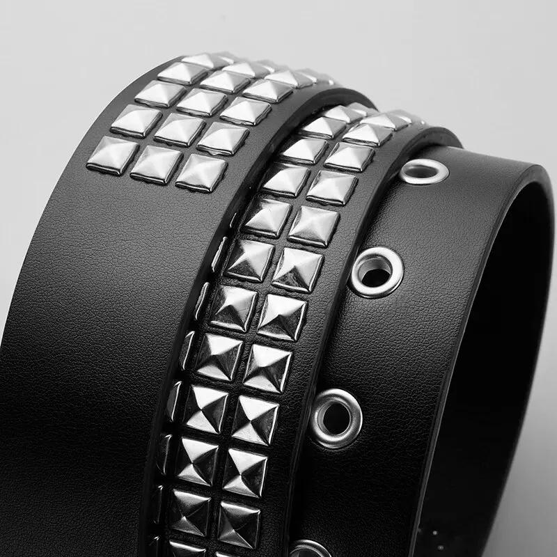 Ceinture à Rivets en Métal pour Homme et Femme, Style Punk, Discothèque, Rock, Jean, Y2K, Décoration