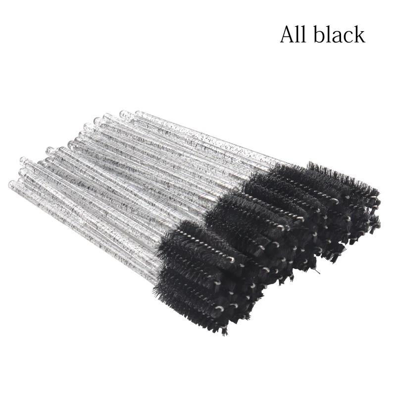 Pinceaux de maquillage jetables en cristal, 50 pièces, brosse à sourcils, poignée en diamant, applic