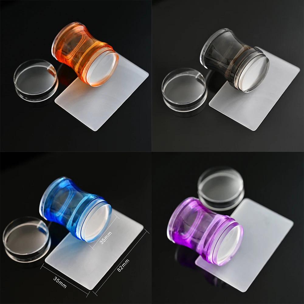 Kit de tamponnage pour nail art en silicone transparent, pour manucure française, plaque de tamponna